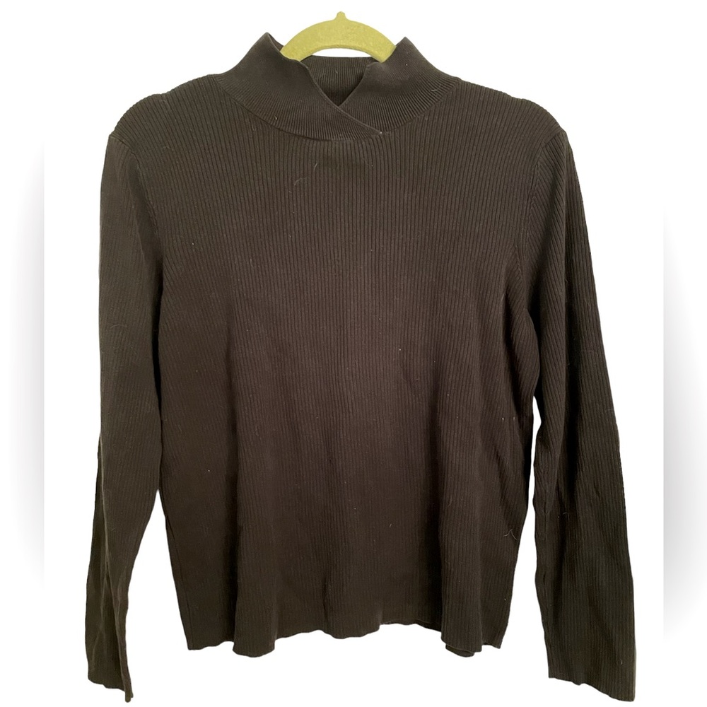 Woman’s Link Black Shawl Collar Ribbed Sweater in Large